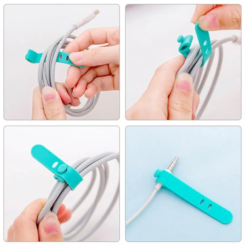 2021 new 4 pcs universal management wire cord fixer charger organizer new phone cable winder wrap earphone clipsilicone holder free global shipping