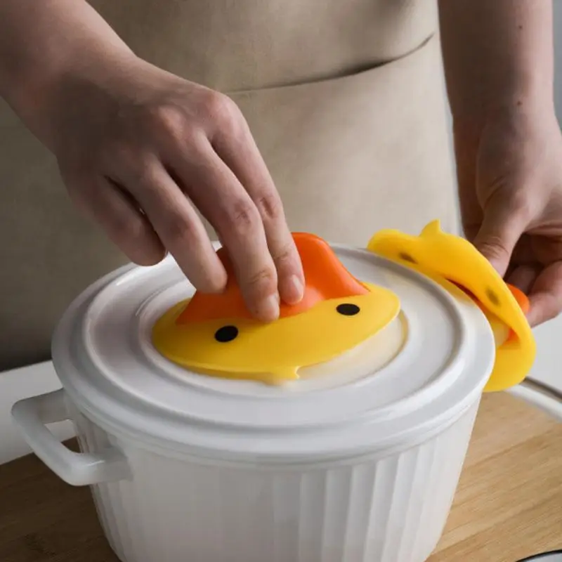 

Thicken Silicone Baking Oven Mitts Insulation Clip Anti Burns Non Slip Household Bowl Oven Microwave Oven Glove Cartoon Duck