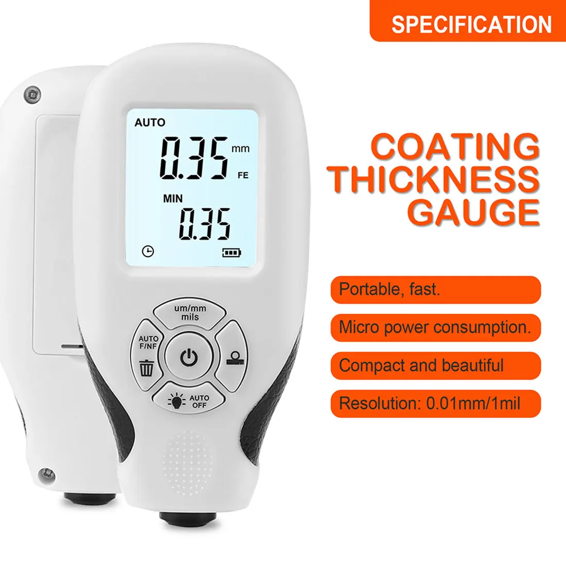 

Coating Thickness Meter 0-2000UM Digital Coating Thickness Gauge Car Paint Film Thickness Tester Measuring Manual Paint Tools