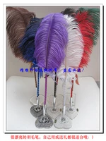45cm ballpoint pen wedding party pen birthday gift feather pen with stand small ostrich wool pen holder
