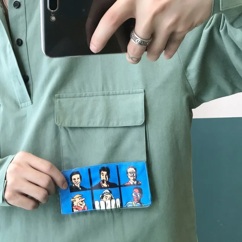 Мужской пуловер в западном стиле белая хлопковая рубашка карго с французскими