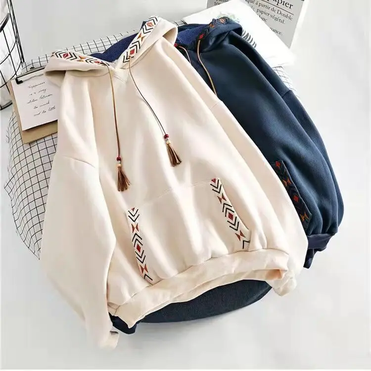 Женская толстовка Однотонный женский пуловер с капюшоном в Корейском стиле