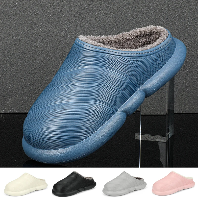

Unisex Slippers Home Cotton Slippers Male Female Waterproof Shoes Flat Platform Indoor Shoes Warm Casual Shoes Winter Plush