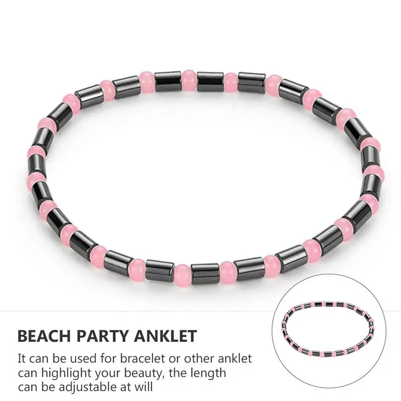 

3pcs Creative Hematite Anklets Hematite Stone Anklets Cylindrical Beads Anklets