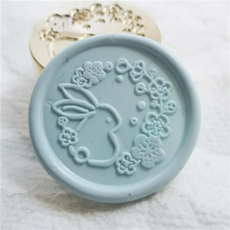 

Печать с цветочным рисунком кролика, лаковая печать, печать для конвертов, алфавита, печать с воском, Свадебное приглашение, Медная головка