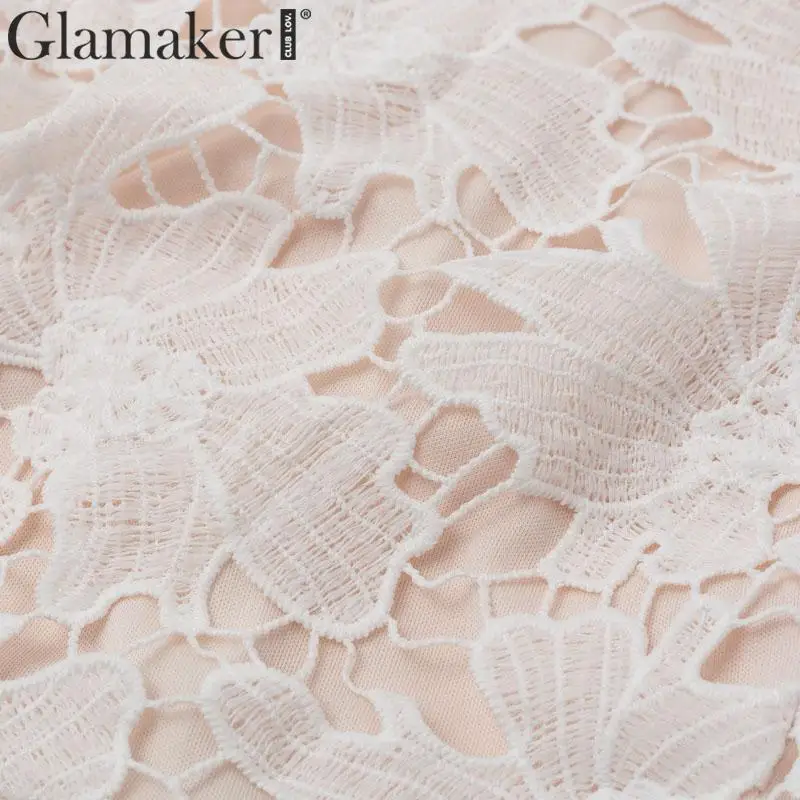 Glamaker, сексуальное белое короткое Кружевное Вечернее Платье, женское осеннее платье трапециевидной формы с цветочным рисунком, элегантные различные модели для девочек