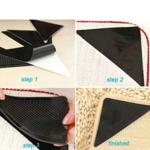 

4 X Carpet Pad Non Slip Tri Sticker Anti Slip Mat Pads Anti Slip 2018 new Anti Slip floor mats for living rooms L528