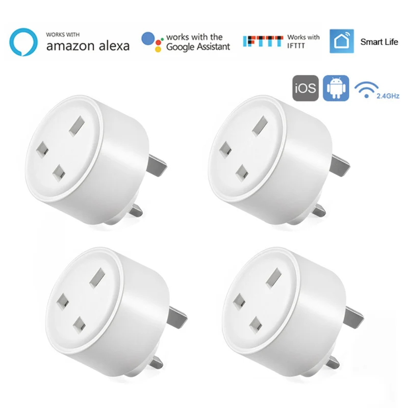 

15A 100-240V UK Plug TUYA Mini Smart Sockets Wireless WIFI Remote Control Socket Work With Smart Life APP/Alexa/Google Assistant