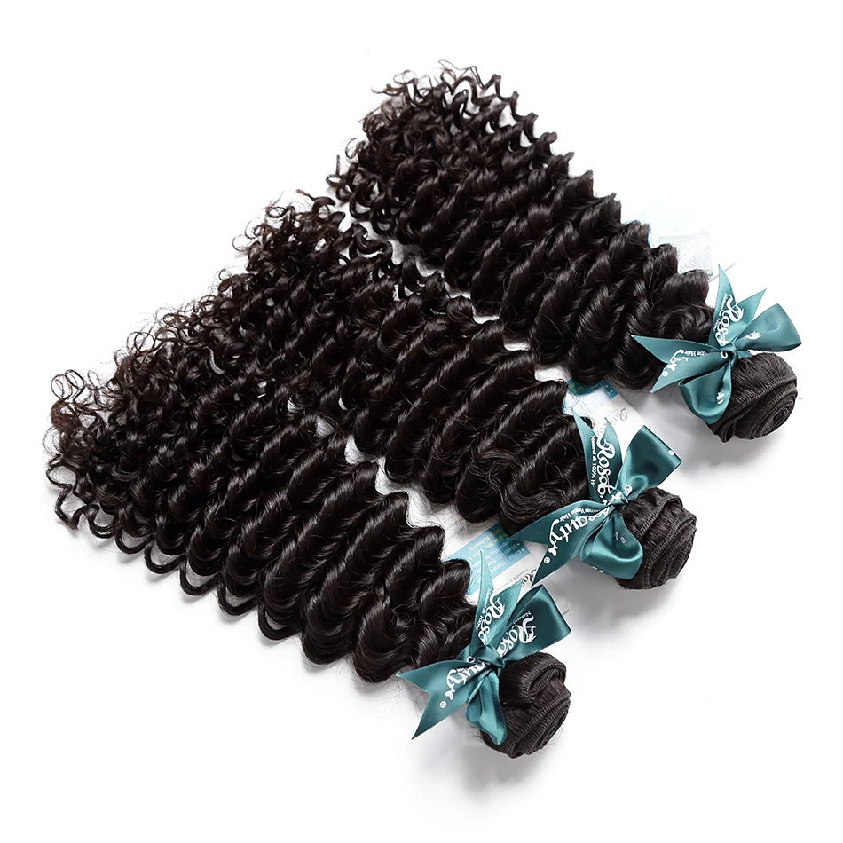 Rosa beauty Hair продукты класса 8А Малазийские Волосы глубокая волна человеческие волосы пряди натуральные черные вьющиеся волосы remy для наращивания
