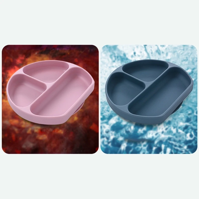 

Food Grade Silicone Baby Divided Suction Bowl Slip-resistant Child Dinner Plate