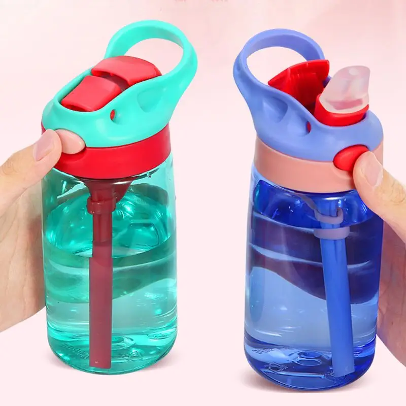 

23GD 480ML Creative Cartoon Baby Kids Feeding Cups With Straws Cups Leakproof Water Bottles Outdoor Portable Children's Cups