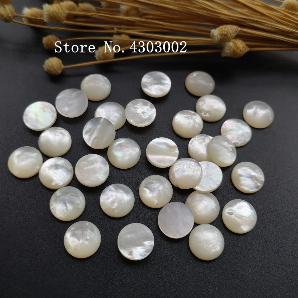 

100 шт./лот 6 мм 8 мм 10 мм натуральный круглый кабошон огранка перламутровая раковина для самодельных ювелирных изделий круглый кабошон огранк...