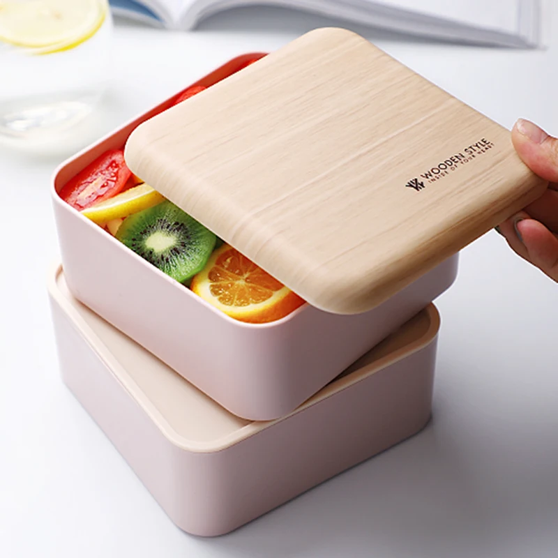 Ланч-бокс двойной слой 2 сетки Bento коробки японский контейнер для продуктов портативный Microwavable для детей офиса