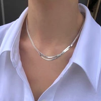 fmily vintage 925 sterling silver personality asymmetric double layer necklace female creative punk bead stitching claviclechain
