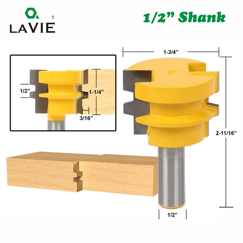 

LA VIE 1pc 12mm 12.7mm Shank 1/2 Inch Glue Joint Router Bit Tenon Milling Cutter for Wood Reversible Woodworking Chisel MC03119