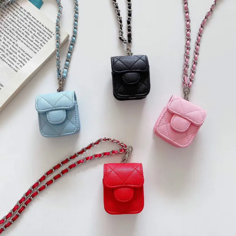 

For Apple Airpods Pro 2 3 1 Case Cover With Key Chain Lanyard Luxury Leather Classic Earphone Box Protection For Air pods Airpod