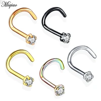 miqiao 1pc stainless steel crystal gem nose studs septum ring nostril screw septo piercings body jewelry women gift