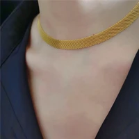 316 titanium steel widen choker french style luxury vintage necklace mesh clavicle chain