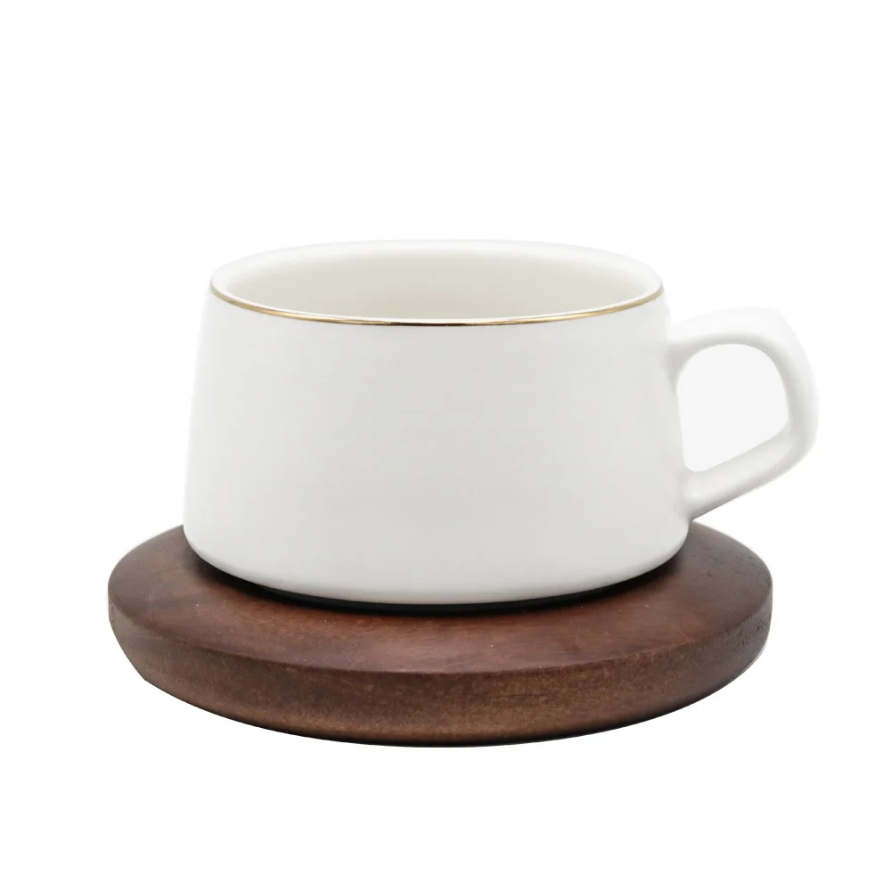 white cup and wooden MUZITY керамическая кофейная чашка и блюдце Креативный дизайн фарфоровая чайная чашка набор в скандинавском стиле посуда для напитков - Цвет: white cup and wooden