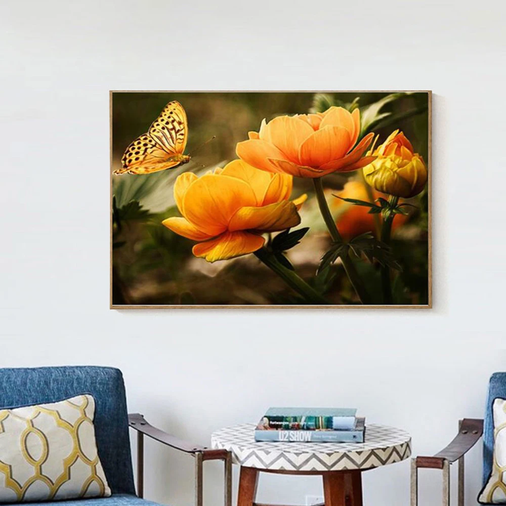 5D DIY Diamond Painting Cross Stitch Round Embroidery Butterfly Flowers Mosaic Pattern Needlework Gift XY20 | Дом и сад