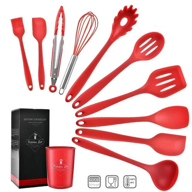 utensilio de cozinha 11/12-itens, kit cozinha, silicone, utencilios para cozinha frete gratis,ferramentas de cozinha,utensilhos de cozinha,conjunto cozinha acessórios, alça de madeira,espátula colher, concha, pinça c - Цвет: 11-PCS kitchen set