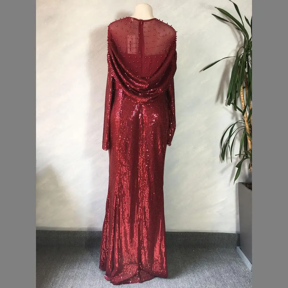women Highly flexible sparkling sequins evening party mermaid maxi dress full sleeve drills design african dashiki dubai gown