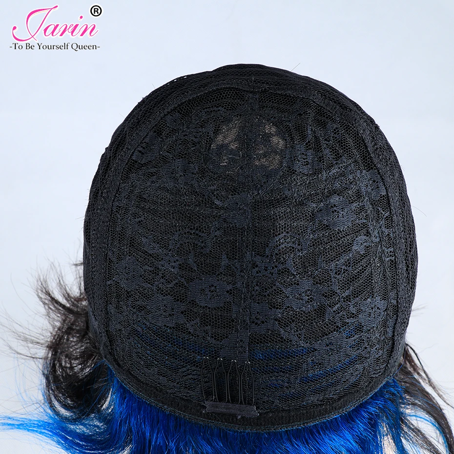 Jarin Hair 100% короткие человеческие волосы парики бразильские Remy синий взрыва для