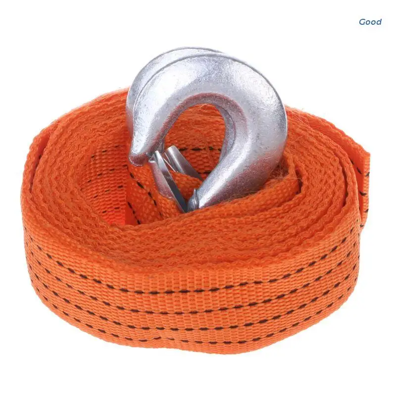 

Car 4M 3 Ton Tow Towing Pull Rope Strap Hooks Heavy Duty Road Recovery New