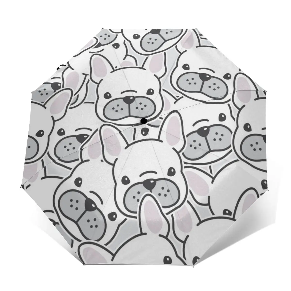 Economici Ombrello Automatico Pioggia Ombrello A Tre Pieghe Bulldog Francese Cucciolo Faccia Testa Di Cane Ombrello Antivento Parasole Impermeabile Femminile