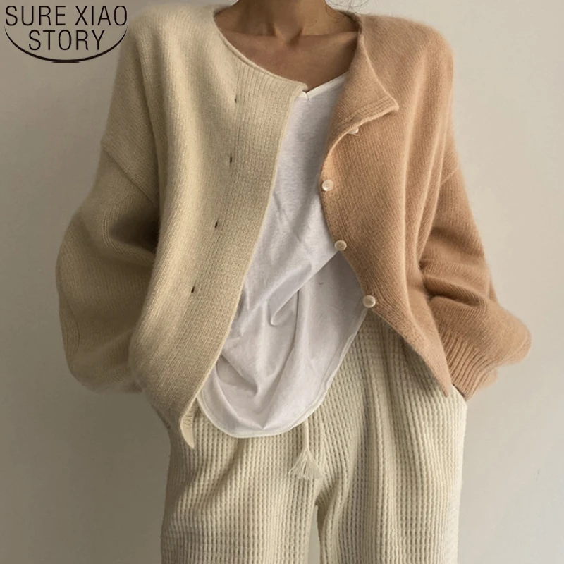 

2022 Autumn Loose Long Sleeve Knitted Cardigans Women Winter Clothes Simple O-neck Elegant Sweater Jacket Blusas Tops 16039
