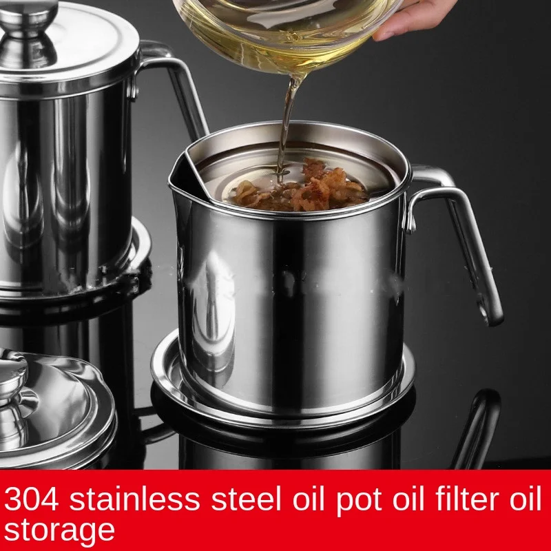 

Kitchen Filter Oil Can Household Oil Storage Tank Large Capacity Oil Bottle Filter Residue Oil Filter 304 Stainless Steel Can