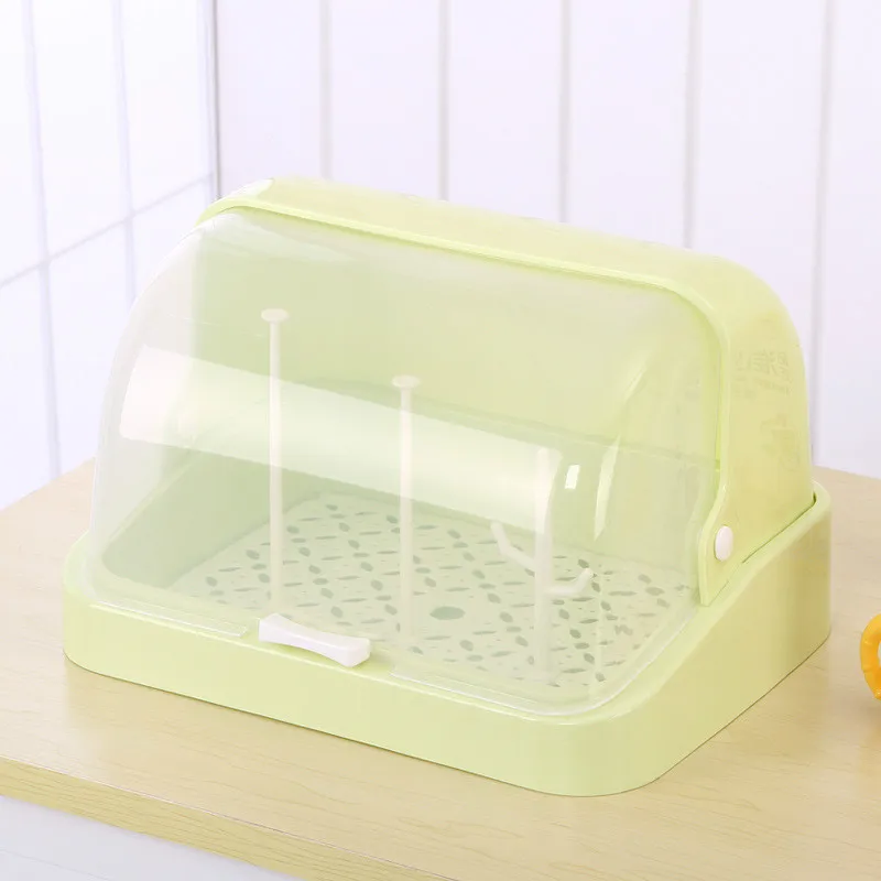 

Kitchen half turn dish rack shelf milk bottle cup holder cutlery dust storage box with lid cup holder