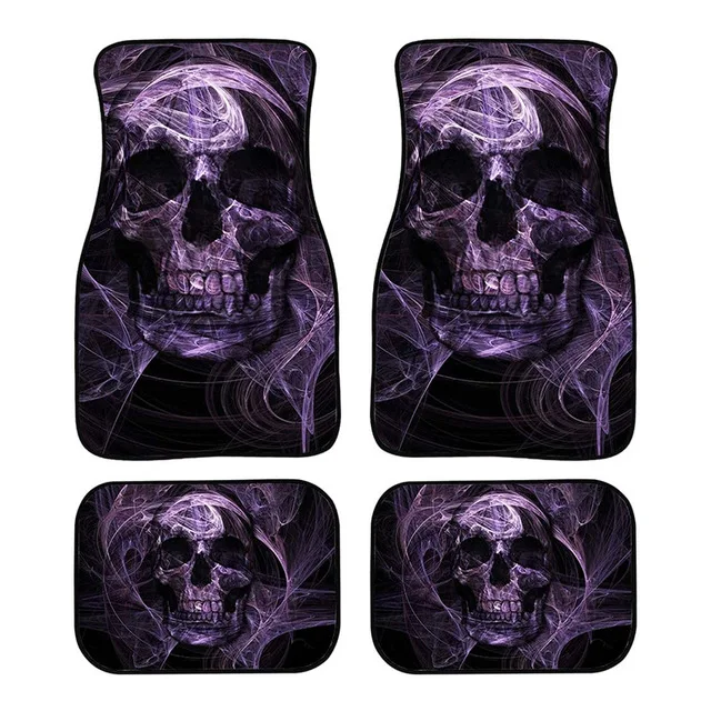

Aimaao Purple Skull Smoke Universal Fit Front/Rear 4 Pcs Full Set Carpet Car SUV Truck Floor Mats For Bmw E46 E90 F10 VW