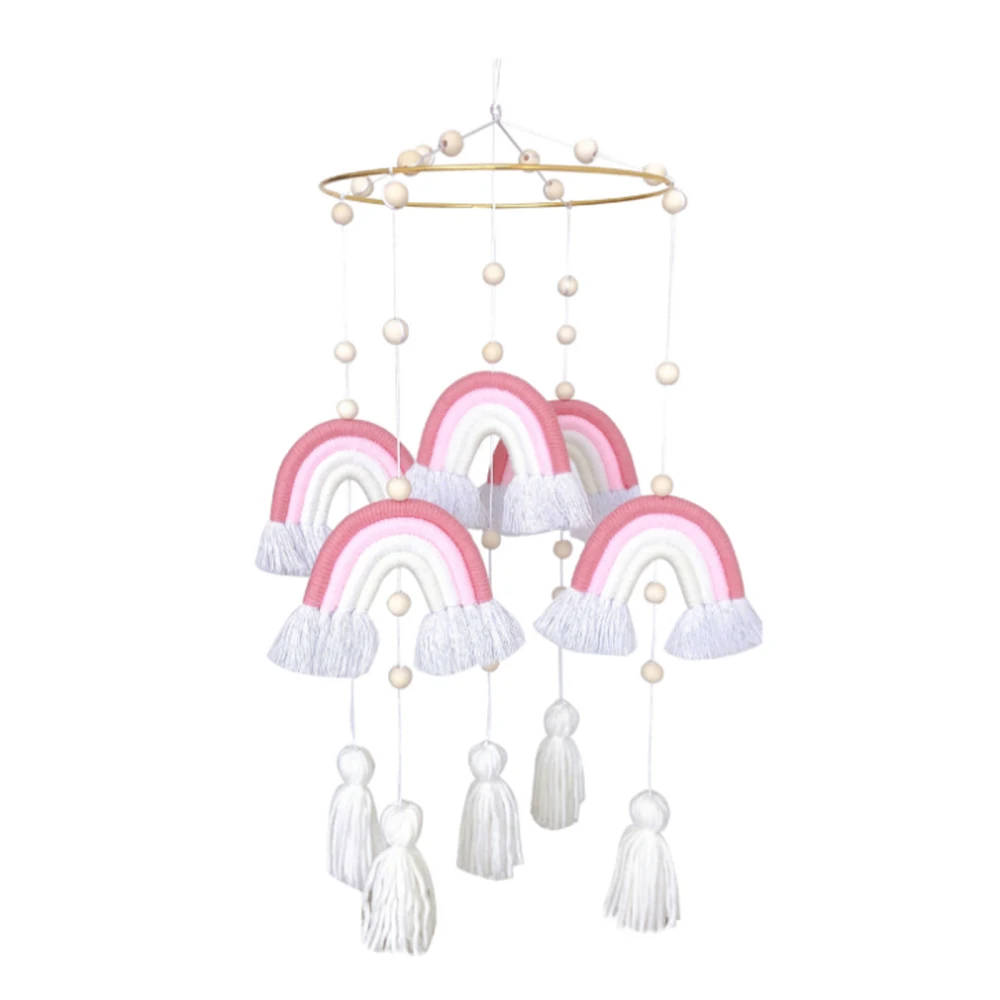 

Гобелены, украшение для детской комнаты, детского сада, настенный хлопковый шнур ручной работы, домашний Плетеный деревянный бисер, Радужны...