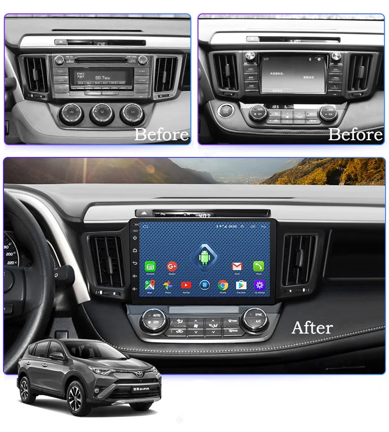 4G Lte 10 1 дюймов Android 9 Автомобильный DVD Радио мультимедийная система для Toyota RAV4 2013 2014