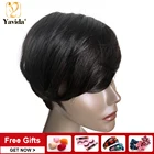 Короткие Волнистые парики Боба Пикси, парики из человеческих волос без шнуровки спереди с челкой для чернокожих женщин, бразильские парики без повреждений