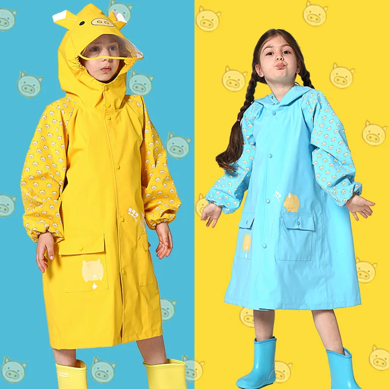 

Cartoon Children Raincoat Yellow Rain Poncho Impermeable Kid Rain Jacket Przeciwdeszczowe Dla Dzieci Boys Girls Rain Gear Y5Y