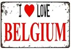 I Love Бельгия Декор металлический жестяной знак Настенный декор искусство 8x12 дюймов (20x30 см)