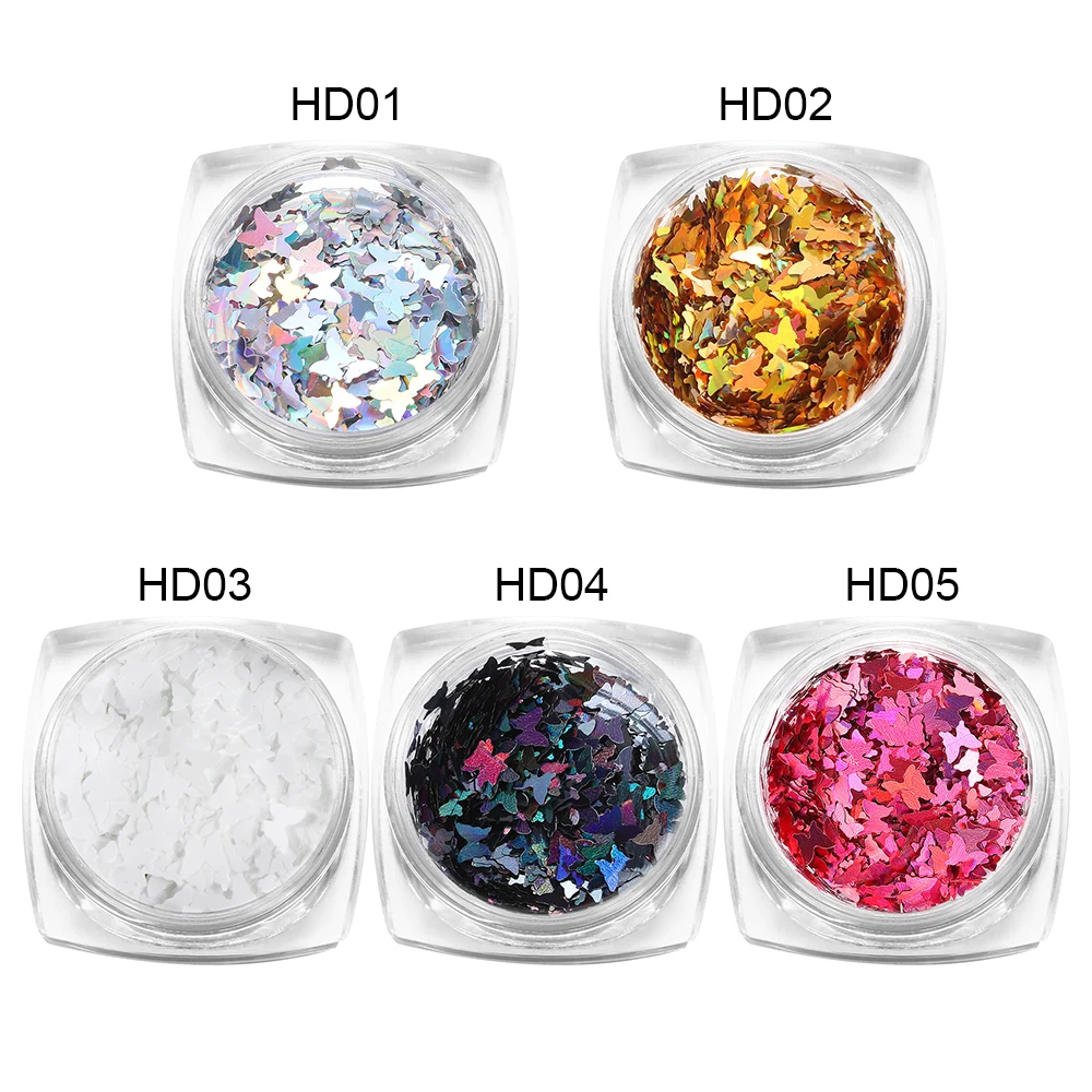 Голографические хлопья для ногтевого дизайна сделай сам в виде бабочки и