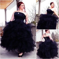 vestido de noiva black gothic ball gowns plus size ruffles custom 2018 bridal gown off the shoulder mother of the bride dresses