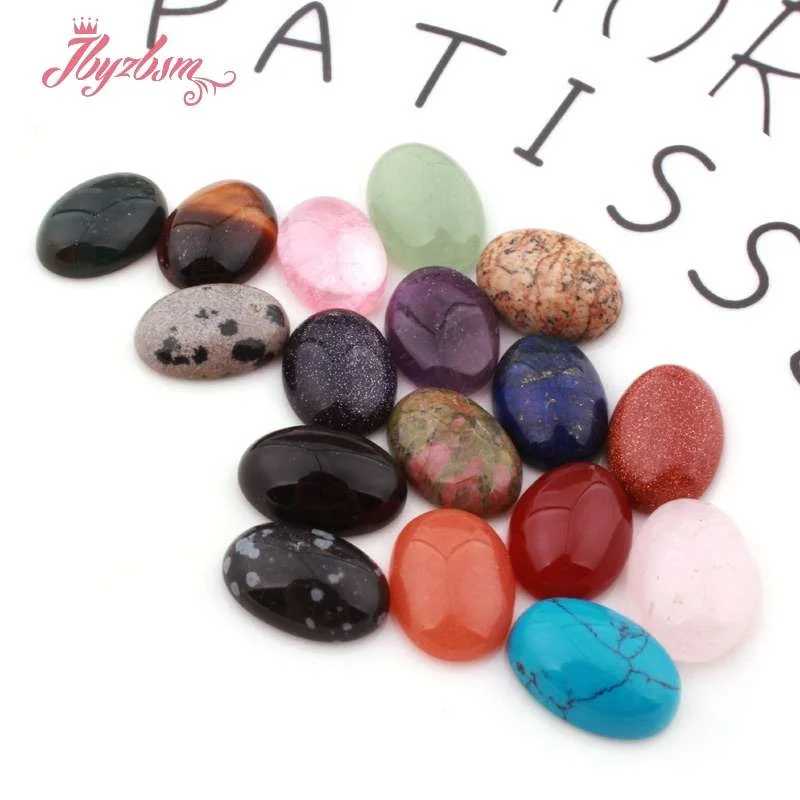 10x14mm Oval Beads CAB Cabochon Flatback Dome Undrilled Natural Stone For DIY Pandandt Earring Jewelry Making Craft 5pcs | Украшения и
