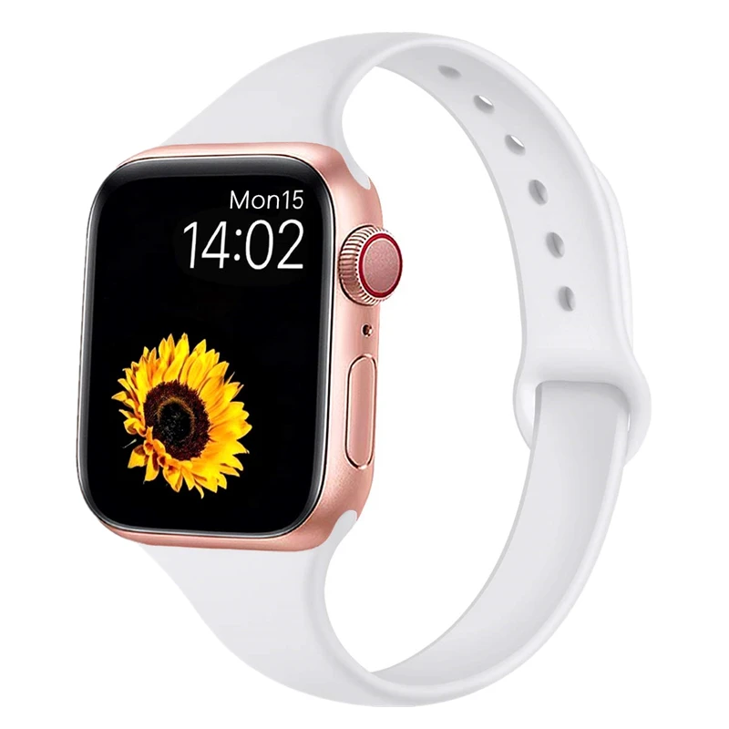 Тонкий ремешок совместим с Apple Watch seres 5 4 40 мм 44 силиконовый Спортивная петля ремешок для наручных часов iWatch, версия 1, 2, 3, ремешок 38 мм 42 мм браслет