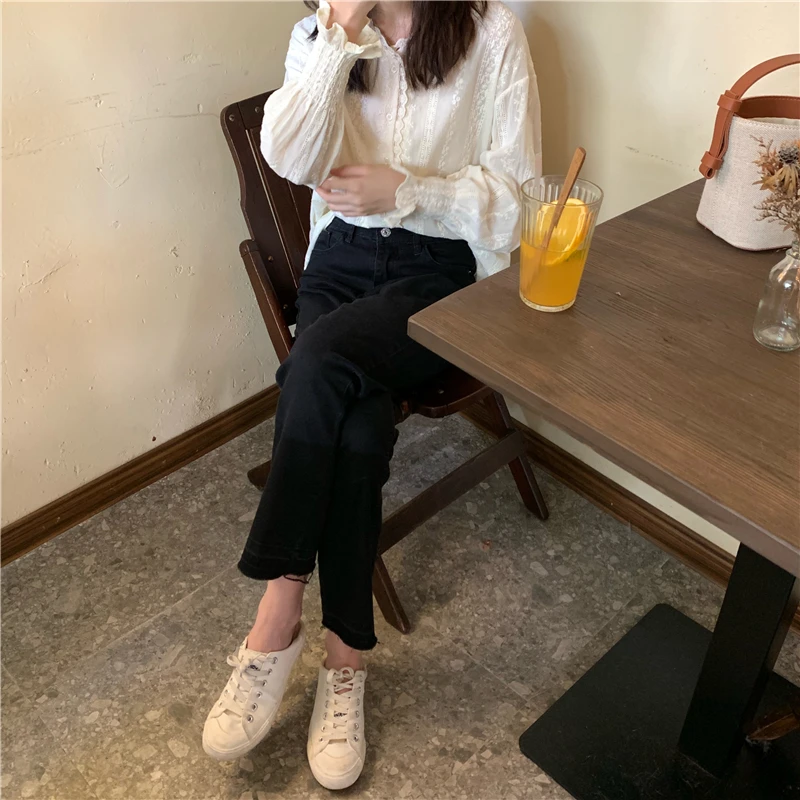 REALEFT осень длинный рукав корейский OL стиль элегантные кружевные женские шорты и