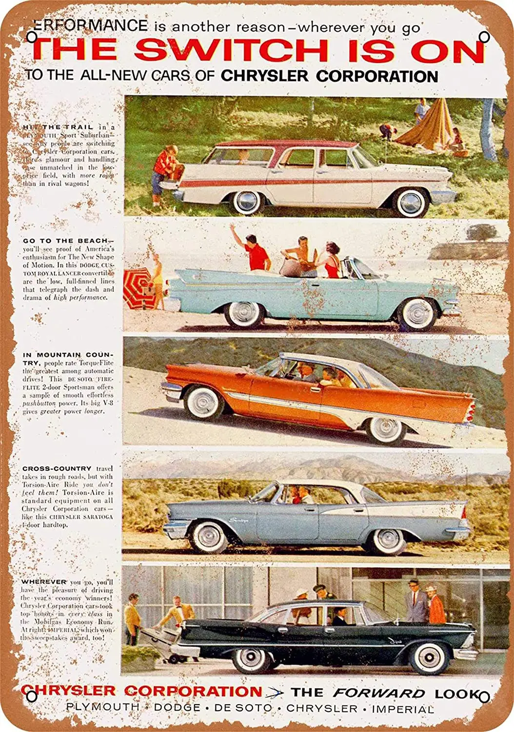

WallColor 8*12 Metal Sign 1957 Plymouth Dodge De Soto Chrysler Vintage Look
