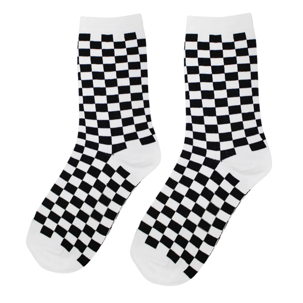 

2021 Cycling Socks Men Women Black and White Plaid Socks Cotton Football Socks Running Socks Sports Team Hiking Cotton Socks