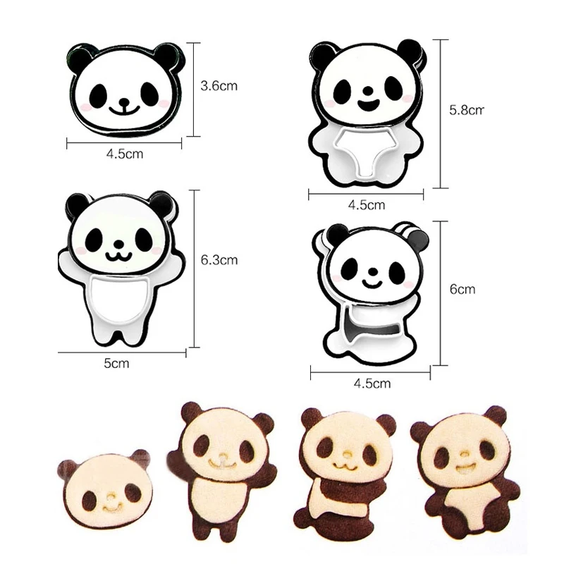 4 комплекта печенье форменное резак в виде панды пластиковое штамп форма для