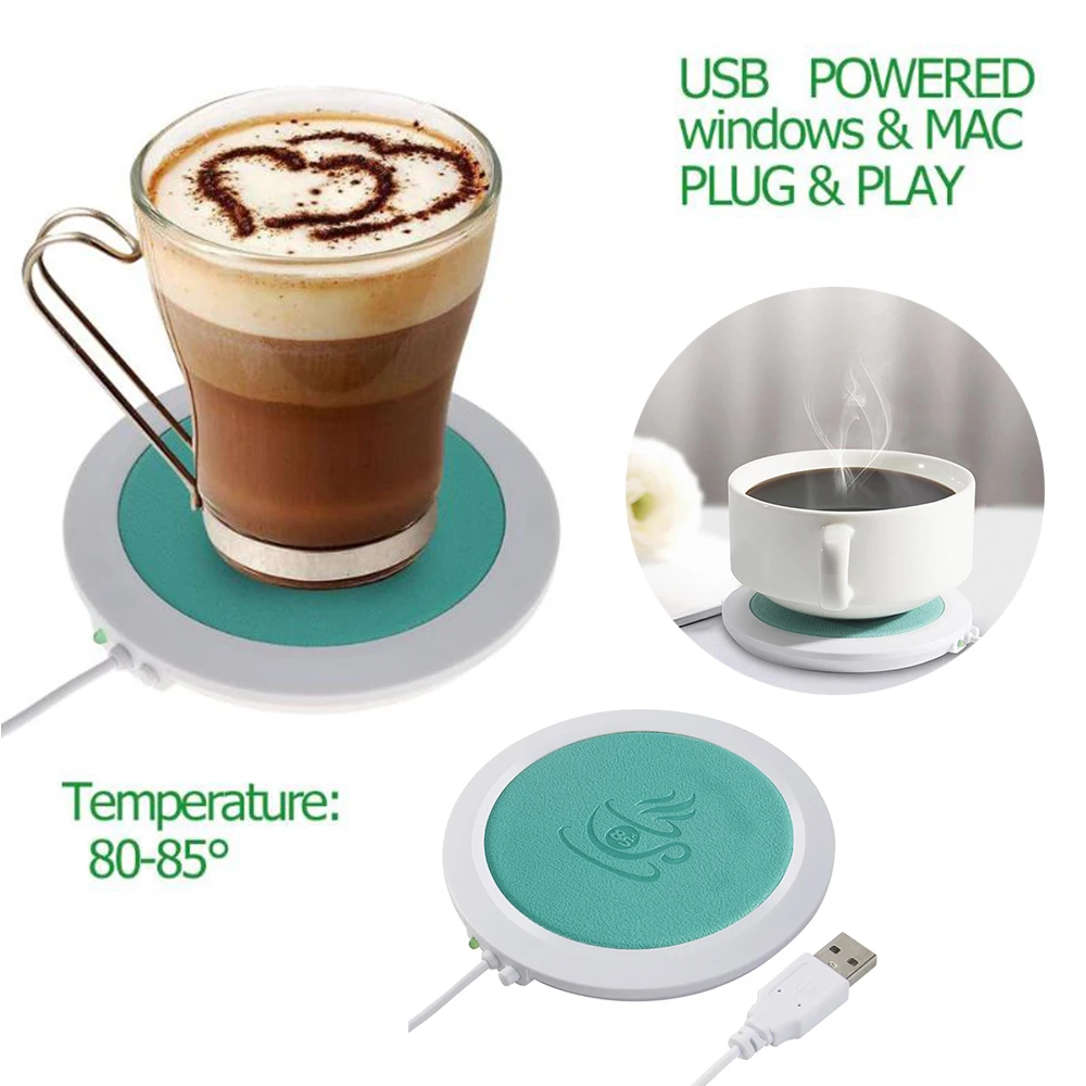 

USB Warmer Pad Warm Cup Mat Heating Device Office Coffee Tea Warmer Pad Mat Table PU Heat-Resistant Electric Insulation Coaster
