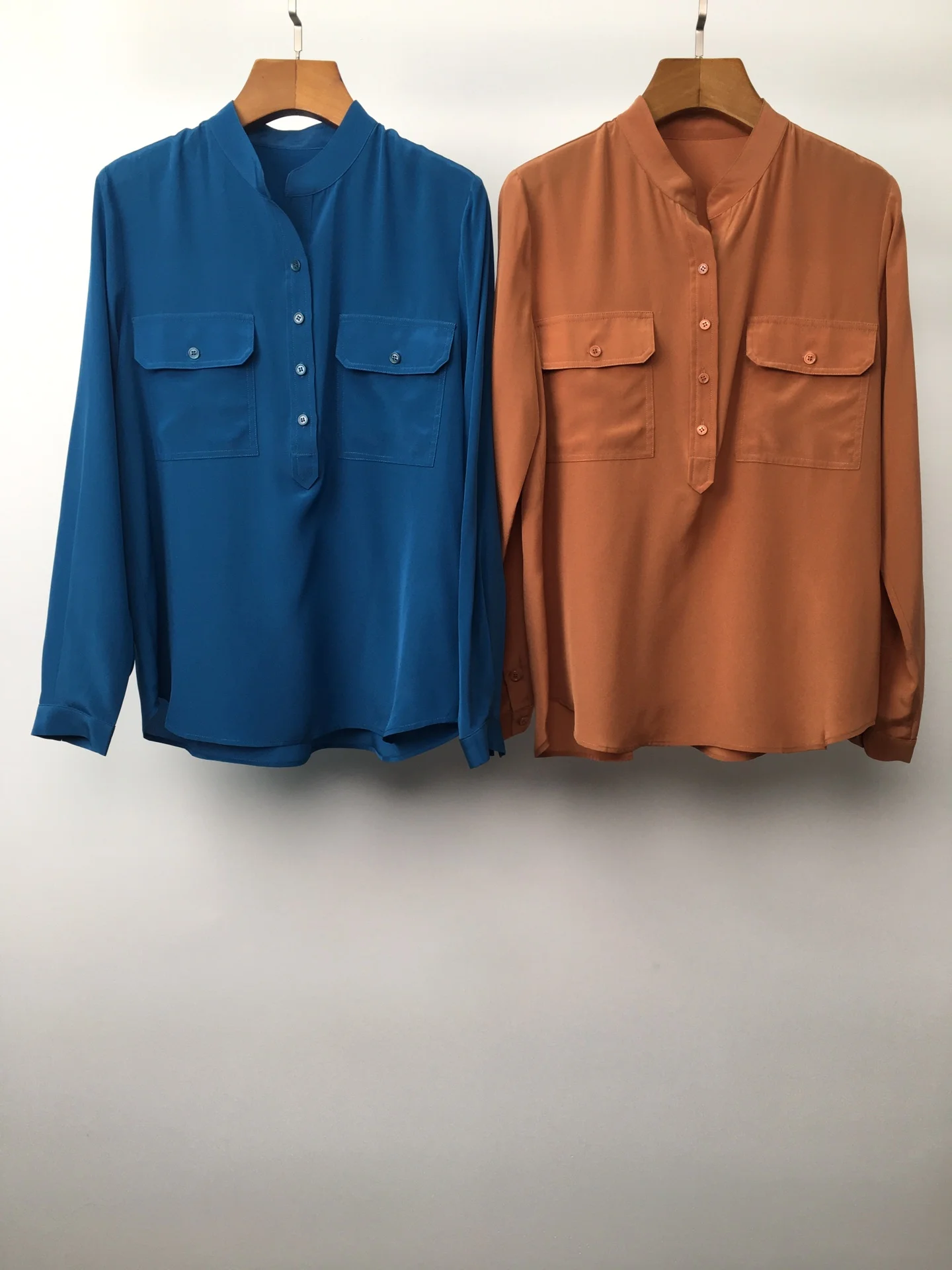

new ladies fashion 2021 sexy casual pocket silk shirt 1221