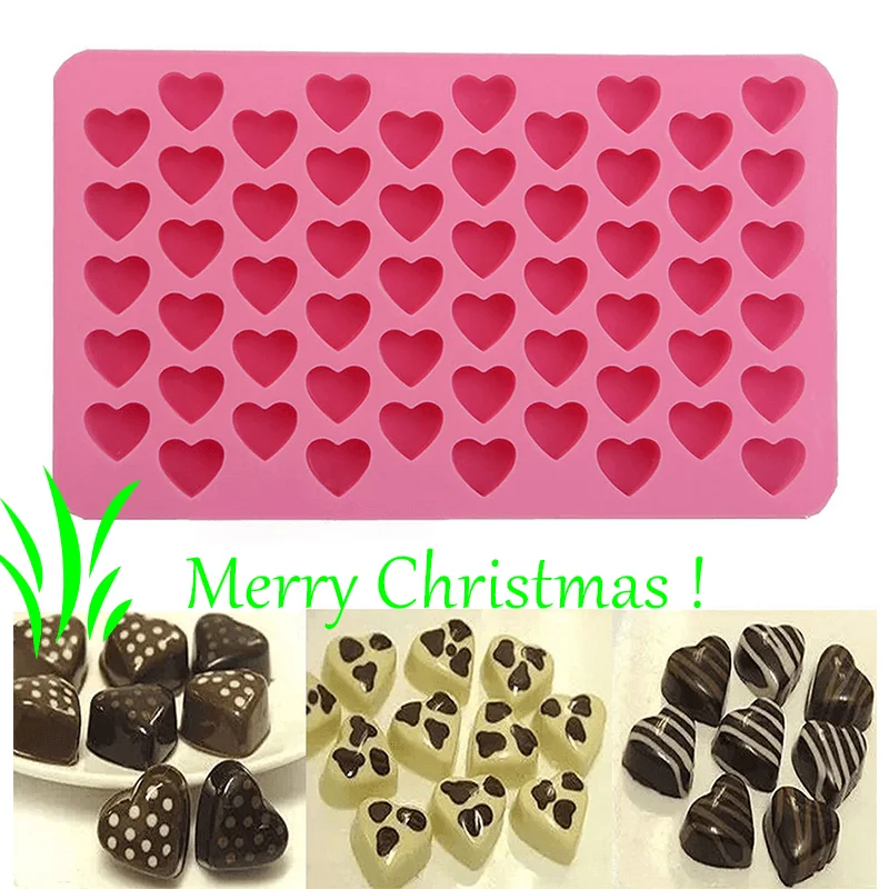 

55 Cavity Gummy Love-heart Chocolate Silicone Ice Cube Mold Fondant Tool Candy Eco-Friendly Tray Christmas Baking Mold Tools