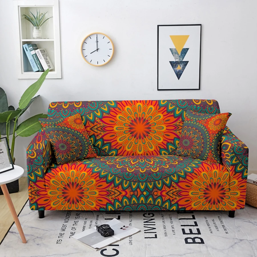 

1/2/3/4 Seaters Bohemian Mandala Flower Elastic Sofa Cover for Living Room Sofa Chair Couch Protective Cover Furniture Cover